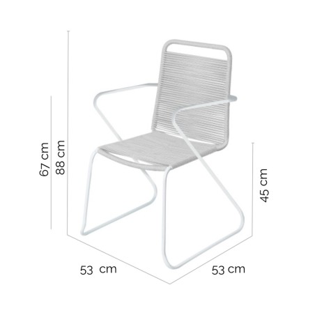 Sedia da giardino Antea 57 x 65,5 x 90 cm Corda Grigio chiaro
