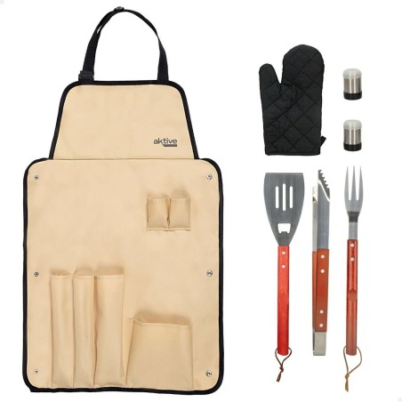 Set Utensili da Barbecue Aktive 7 Pezzi Barbecue Acciaio inossidabile 42 x 67 x 3 cm (4 Unità)