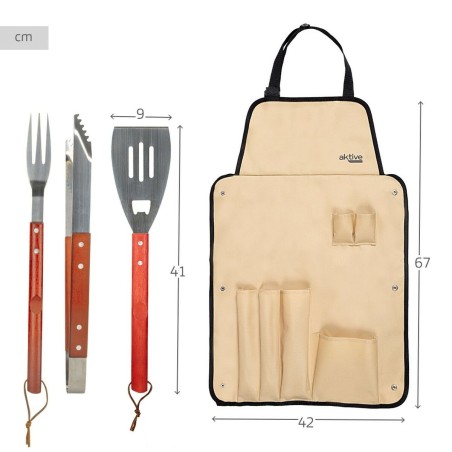 Set Utensili da Barbecue Aktive 7 Pezzi Barbecue Acciaio inossidabile 42 x 67 x 3 cm (4 Unità)