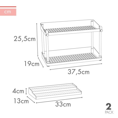 Contenitore per Sistemare per Mobile da Cucina Max Home Bianco 2 Mensole 2 Unità 37,5 x 25,5 x 19 cm