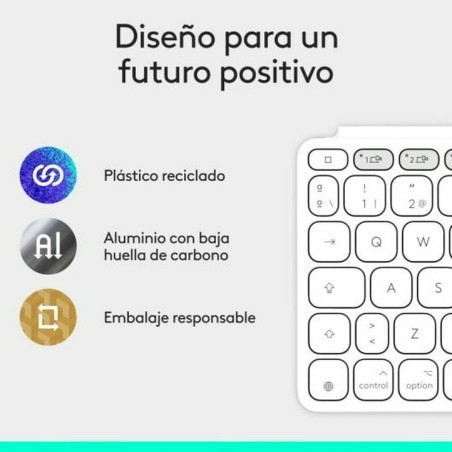 Tastiera Bluetooth Logitech 920-013011 Qwerty in Spagnolo Grigio Bianco/Grigio