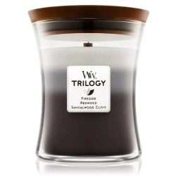 Candela Profumata Woodwick Trilogy Medium Warm Woods