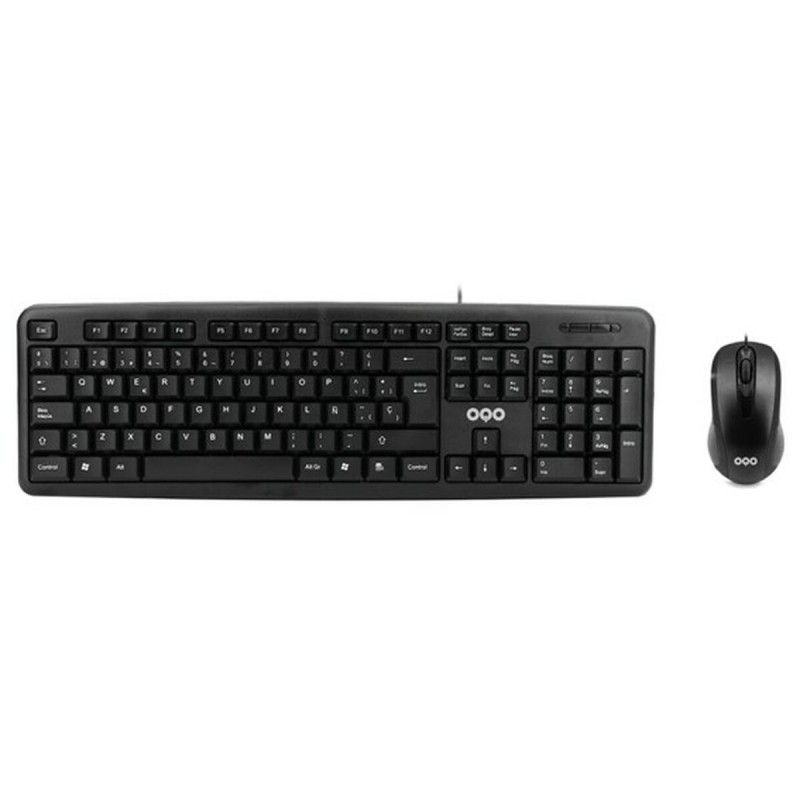 Tastiera e Mouse OQO TR001-U Nero Multicolore Qwerty in Spagnolo Tastiera e Mouse OQO TR001-U Nero Multicolore Qwerty in Spagnolo