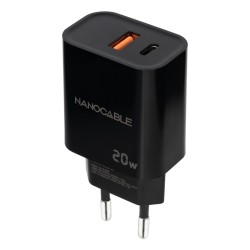 Caricabatterie da Parete NANOCABLE Nero 20 W