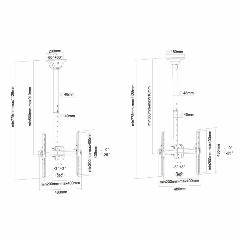 Supporto TV Neomounts NM-C440BLACK 32-60" 50 kg Supporto TV Neomounts NM-C440BLACK 32-60" 50 kg