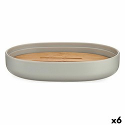 Portasapone Berilo BP16-104G Marrone Grigio Bambù polipropilene 9,5 x 2,5 x 13 cm (6 Unità)