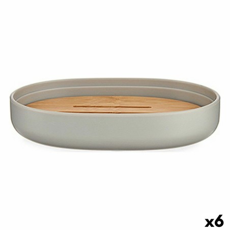 Portasapone Berilo BP16-104G Marrone Grigio Bambù polipropilene 9,5 x 2,5 x 13 cm (6 Unità)