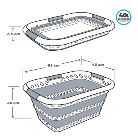 Cesta Pieghevole per i Panni Aktive polipropilene TPR 61 x 7,5 x 43 cm 61 x 28 x 43 cm (4 Unità)