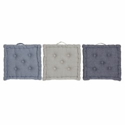 Cuscino DKD Home Decor Da terreno Azzurro Grigio Cotone Blu Marino (3 pcs) (38 x 38 x 8 cm)