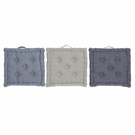 Cuscino DKD Home Decor Da terreno Azzurro Grigio Cotone Blu Marino (3 pcs) (38 x 38 x 8 cm)