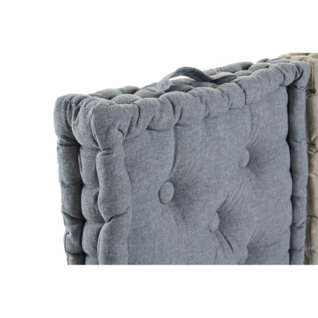 Cuscino DKD Home Decor Da terreno Azzurro Grigio Cotone Blu Marino (3 pcs) (38 x 38 x 8 cm)
