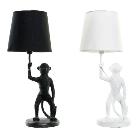 Lampada da tavolo DKD Home Decor Bianco Nero Poliestere Metallo Resina 25W 220 V Scimmia (2 pcs) (20 x 20 x 45 cm)