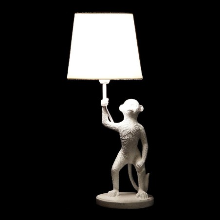 Lampada da tavolo DKD Home Decor Bianco Nero Poliestere Metallo Resina 25W 220 V Scimmia (2 pcs) (20 x 20 x 45 cm)