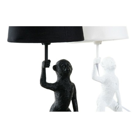 Lampada da tavolo DKD Home Decor Bianco Nero Poliestere Metallo Resina 25W 220 V Scimmia (2 pcs) (20 x 20 x 45 cm)