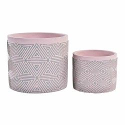 Set di vasi da fiori DKD Home Decor Cemento 2 Pezzi 2 Unità (17 x 17 x 15 cm)