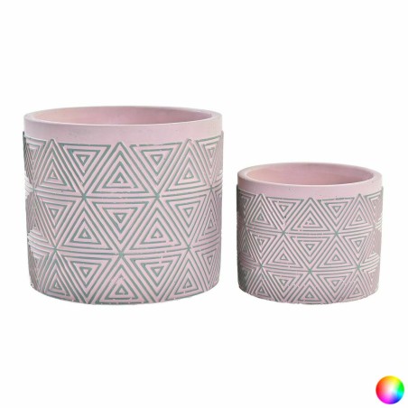Set di vasi da fiori DKD Home Decor Cemento 2 Pezzi 2 Unità (17 x 17 x 15 cm)