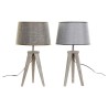 Lampada da tavolo DKD Home Decor Foglio Naturale Grigio Marrone Lino 250 V 60 W Pino Foglia della pianta (30 x 30 x 57.5 cm) (30