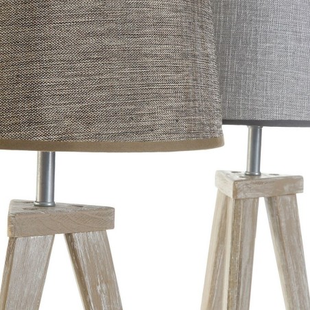 Lampada da tavolo DKD Home Decor Foglio Naturale Grigio Marrone Lino 250 V 60 W Pino Foglia della pianta (30 x 30 x 57.5 cm) (30
