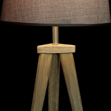 Lampada da tavolo DKD Home Decor Foglio Naturale Grigio Marrone Lino 250 V 60 W Pino Foglia della pianta (30 x 30 x 57.5 cm) (30