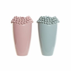 Vaso DKD Home Decor Rosa Turchese Gres Mediterraneo (2 pcs) (19 x 19 x 33 cm)