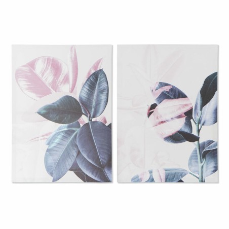 Quadro DKD Home Decor Tropicale Foglia della pianta (50 x 1,8 x 70 cm) (2 Unità)