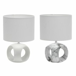 Lampada da tavolo DKD Home Decor Ceramica Grigio Poliestere Bianco (2 Unità) (20 x 20 x 30 cm)