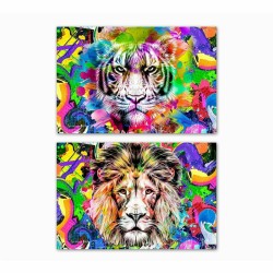 Tela DKD Home Decor Leone Moderno (70 x 1,8 x 50 cm) (2 Unità)