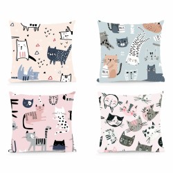 Cuscino DKD Home Decor Poliestere Multicolore Microfibra Gatti (40 x 10 x 40 cm) (4 Unità)