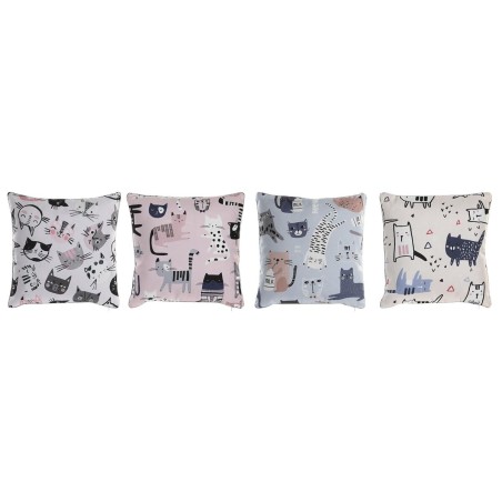 Cuscino DKD Home Decor Poliestere Multicolore Microfibra Gatti (40 x 10 x 40 cm) (4 Unità)