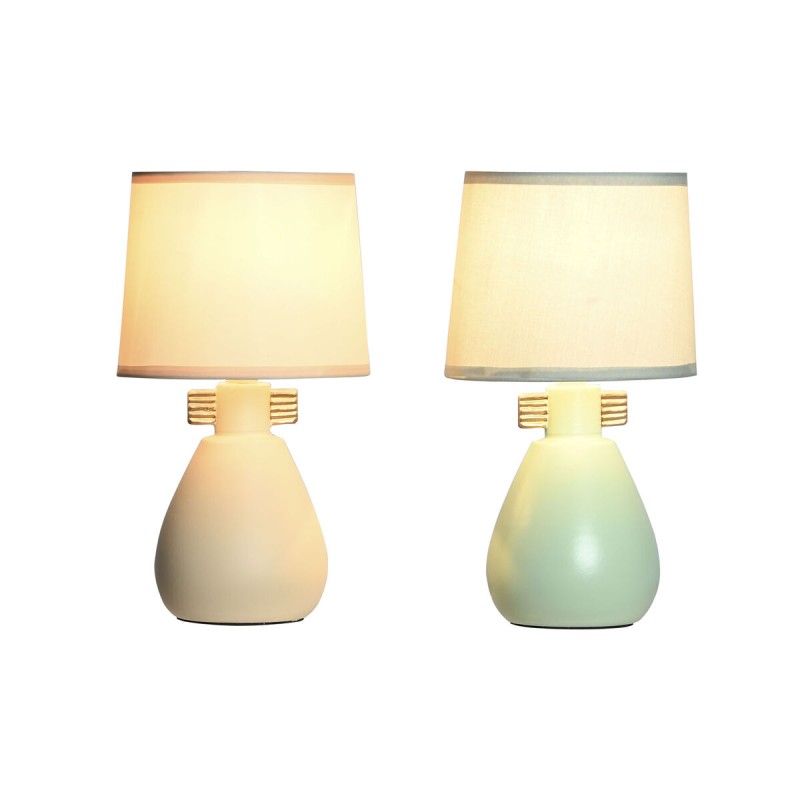 Lampada da tavolo DKD Home Decor Stoffa Poliestere Verde Crema Gres 220 V 40 W (2 Unità) (16 x 16 x 27 cm)