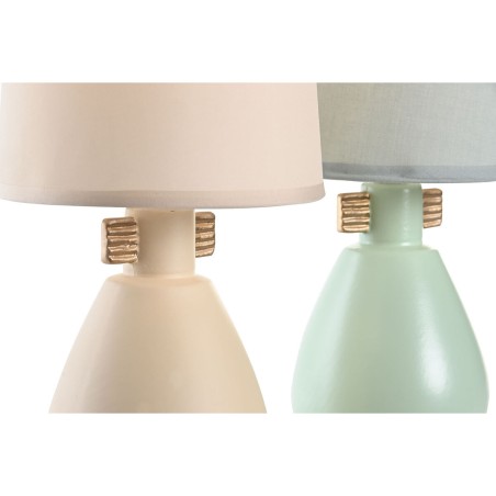 Lampada da tavolo DKD Home Decor Stoffa Poliestere Verde Crema Gres 220 V 40 W (2 Unità) (16 x 16 x 27 cm)
