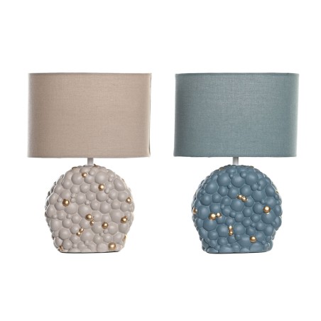 Lampada da tavolo DKD Home Decor Azzurro Dorato Marrone Stoffa Poliestere Gres 220 V 50 W (24 x 15 x 34 cm) (2 Unità)