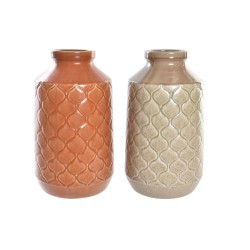Vaso DKD Home Decor Porcellana Arancio Verde (20 x 20 x 35 cm) (2 Unità)