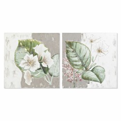 Quadro DKD Home Decor Tropicale Foglia della pianta (80 x 3,5 x 80 cm) (2 Unità)
