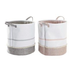 Cesto per i Panni Sporchi DKD Home Decor Grigio Rosa Poliestere (39 x 39 x 41 cm) (2 Unità)