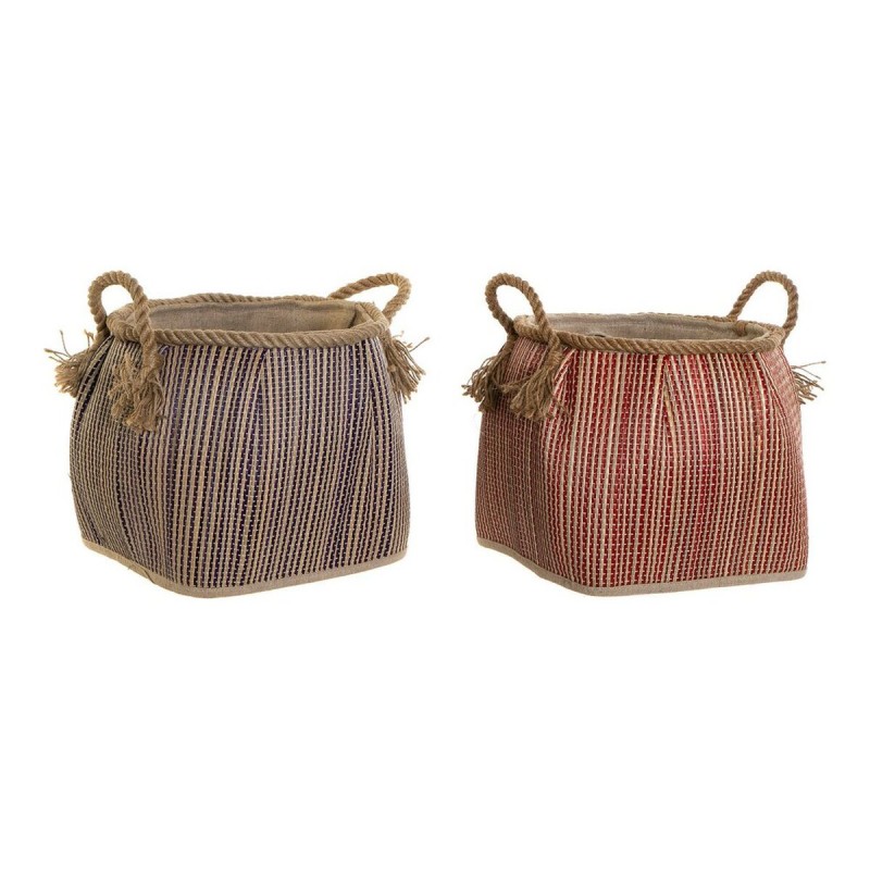 Cestino DKD Home Decor Naturale Rosso Azzurro Fibra naturale (31 x 31 x 30 cm) (2 Unità) Cestino DKD Home Decor Naturale Rosso Azzurro Fibra naturale (31 x 31 x 30 cm) (2 Unità)