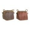 Cestino DKD Home Decor Naturale Rosso Azzurro Fibra naturale (31 x 31 x 30 cm) (2 Unità)