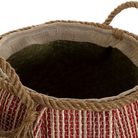 Cestino DKD Home Decor Naturale Rosso Azzurro Fibra naturale (31 x 31 x 30 cm) (2 Unità)
