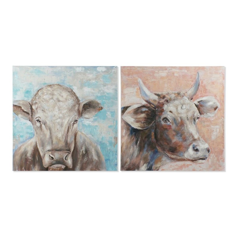 Quadro DKD Home Decor Caw 100 x 3,5 x 100 cm Mucca Cottage (2 Unità) Quadro DKD Home Decor Caw 100 x 3,5 x 100 cm Mucca Cottage (2 Unità)