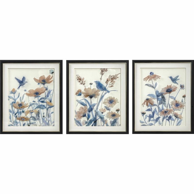 Quadro DKD Home Decor 50 x 2 x 60 cm Fiori Shabby Chic (3 Pezzi) Quadro DKD Home Decor 50 x 2 x 60 cm Fiori Shabby Chic (3 Pezzi)
