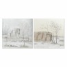 Quadro DKD Home Decor Tela 100 x 3,8 x 100 cm Alberi Cottage (2 Unità)