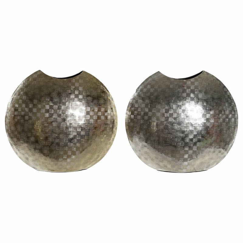 Vaso DKD Home Decor 37 x 14 x 33 cm Argentato Dorato Alluminio Moderno (2 Unità) Vaso DKD Home Decor 37 x 14 x 33 cm Argentato Dorato Alluminio Moderno (2 Unità)