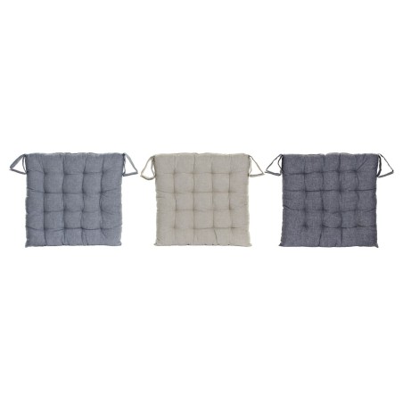 Cuscino per sedie DKD Home Decor Beige Azzurro Poliestere Cotone Alluminio Blu Marino Mediterraneo (3) (38 x 38 x 6 cm) (3 Unità