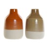 Vaso DKD Home Decor Porcellana Marrone Arancio (2 Unità) (17 x 17 x 27 cm)