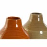 Vaso DKD Home Decor Porcellana Marrone Arancio (2 Unità) (17 x 17 x 27 cm)