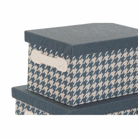 Set di Scatole per Sistemare Impilabili DKD Home Decor Grigio Azzurro Giallo 40 x 30 x 20 cm
