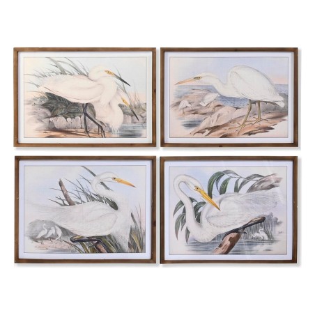 Quadro DKD Home Decor Abete Cristallo 70 x 50 x 2 cm Airone (4 Pezzi)