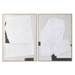 Quadro Home ESPRIT Bianco Nero Beige Astratto 103 x 4,3 x 143 cm (2 Unità)