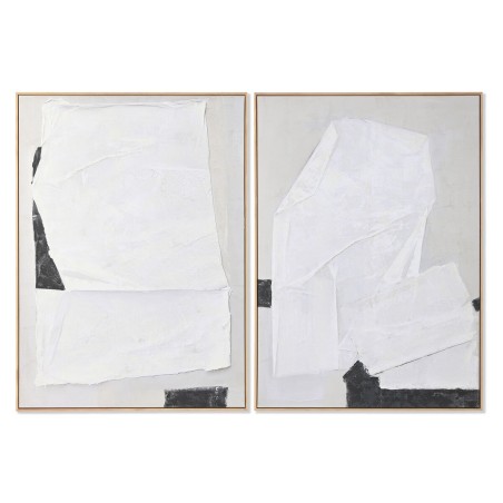 Quadro Home ESPRIT Bianco Nero Beige Astratto 103 x 4,3 x 143 cm (2 Unità)