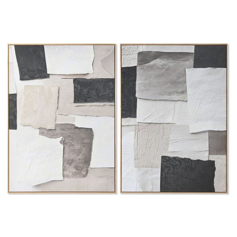 Quadro Home ESPRIT Bianco Nero Beige Astratto 103 x 4,3 x 143 cm (2 Unità) Quadro Home ESPRIT Bianco Nero Beige Astratto 103 x 4,3 x 143 cm (2 Unità)
